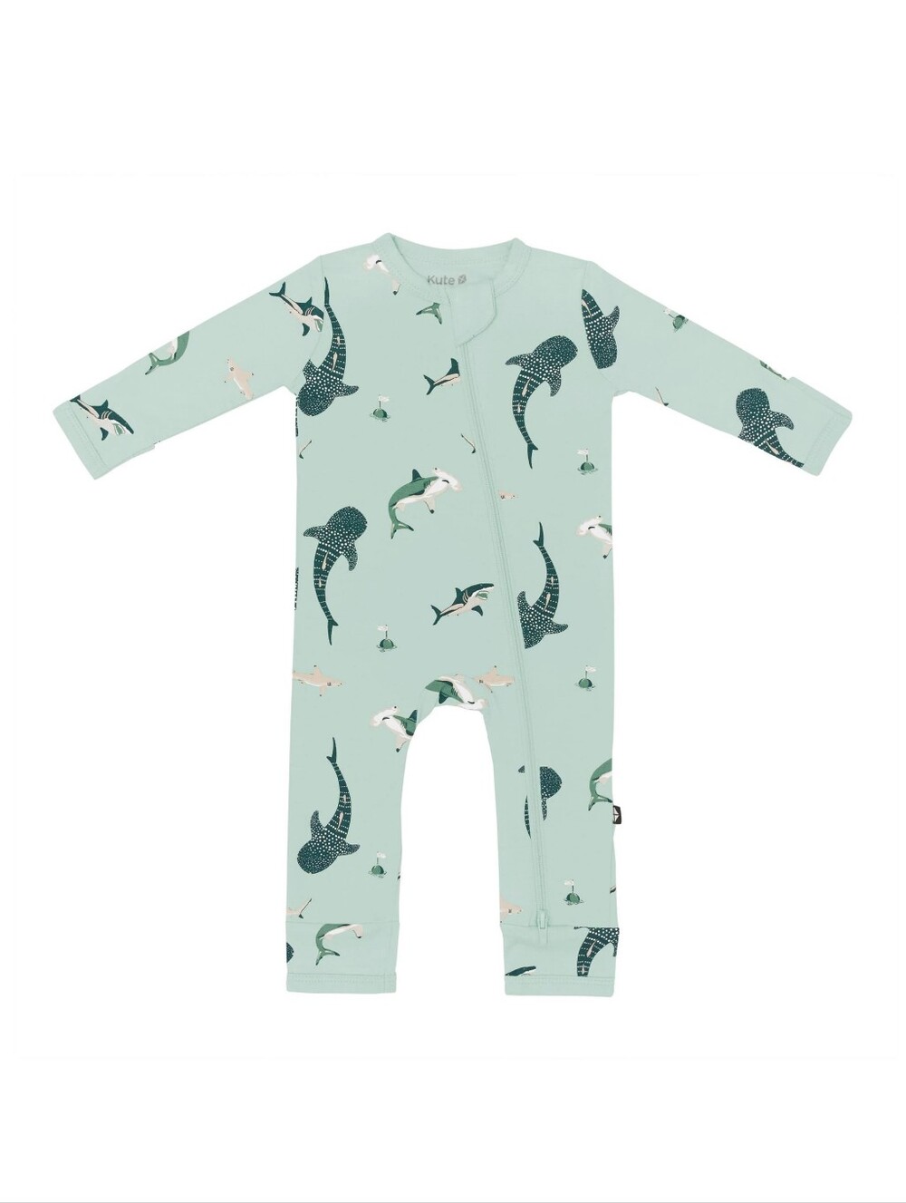 Kyte Baby Sage Shark Zippered Romper Size 6-12 Months